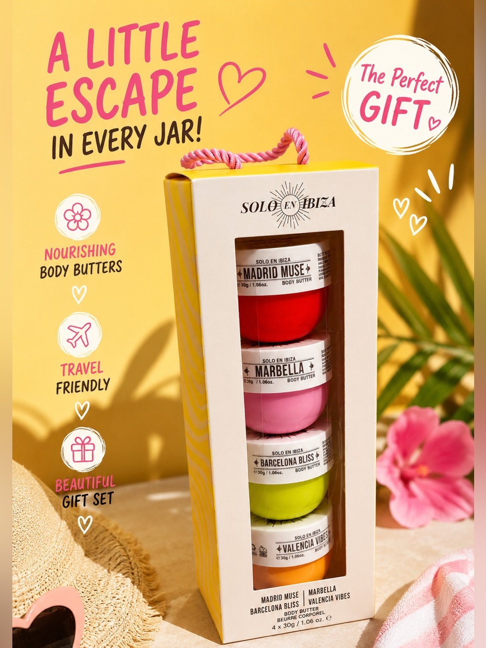 SOLO EN IBIZA Body Butter 4-Pack - Red, Pink, Lime, Orange